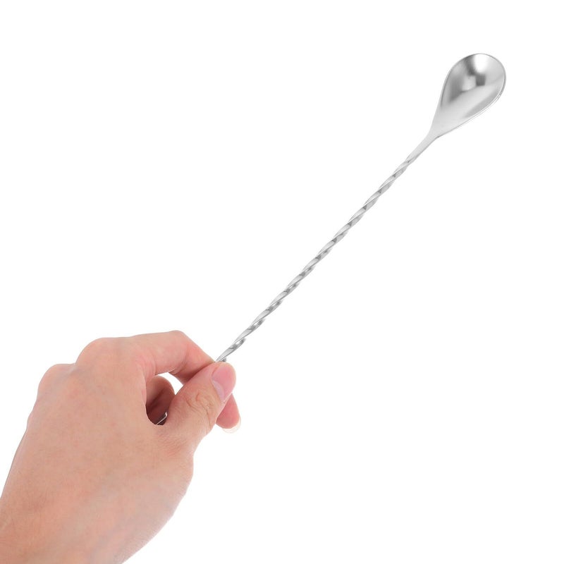 Stainless Steel Bar Spoons Set of 4 30cm Long Spiral Handle Weighted Mixing Tools - Image 5