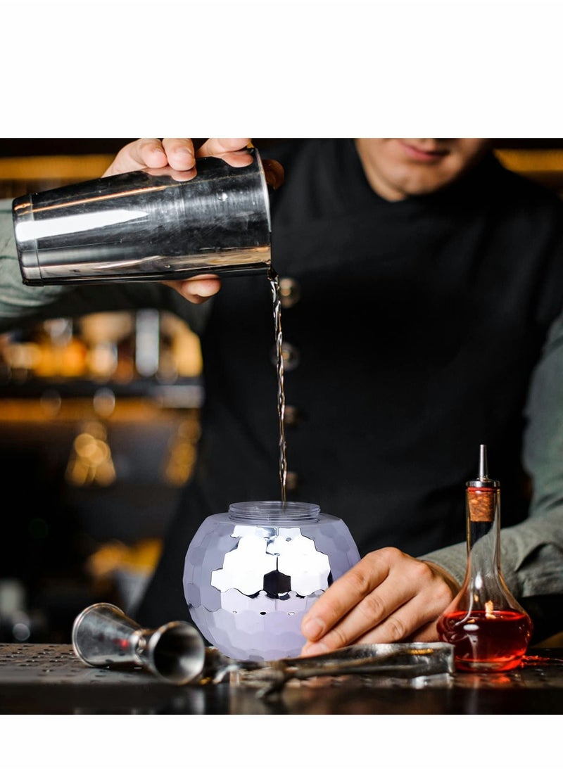 Disco Ball Cups 4 Pieces Tumbler Flash Drinks Cup with Lid and Straw Party Supplies Drink Syrup Tea Bottle, for Decorations (Sliver)