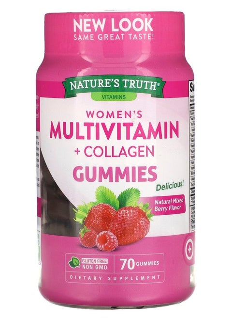 Women's Multivitmain + Collagen Natural Mixed Berry 70 Gummies