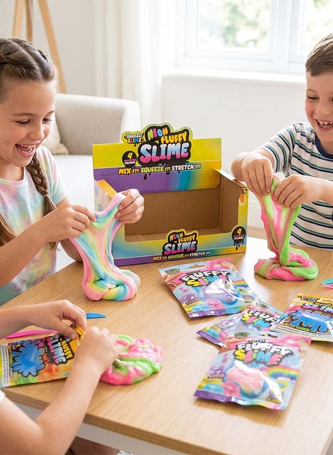 RMS Neon Fluffy Slime 4 Assorted – Soft Stretchy Sensory Slime Toy for Kids, Bright Color Slime Play Set - Image 2