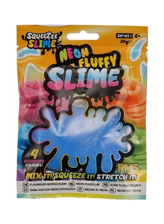 RMS Neon Fluffy Slime 4 Assorted – Soft Stretchy Sensory Slime Toy for Kids, Bright Color Slime Play Set - Image 1