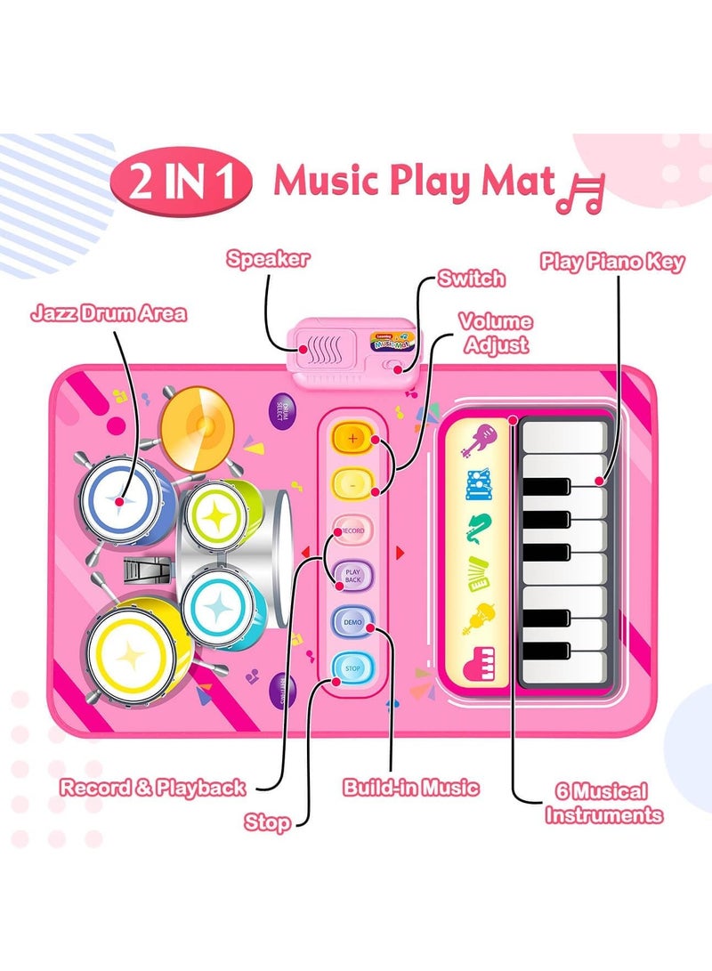 RATSAW 2 in 1 Musical Mat for 1 2 Year Old Girl Gifts Piano Keyboard and Drum Mat with 2 Sticks for Toddlers Age 1 to 2 Baby Learning Toys for 1 Year Old Birthday Gifts for 1 2 3 Year Old Girls Present - Image 4