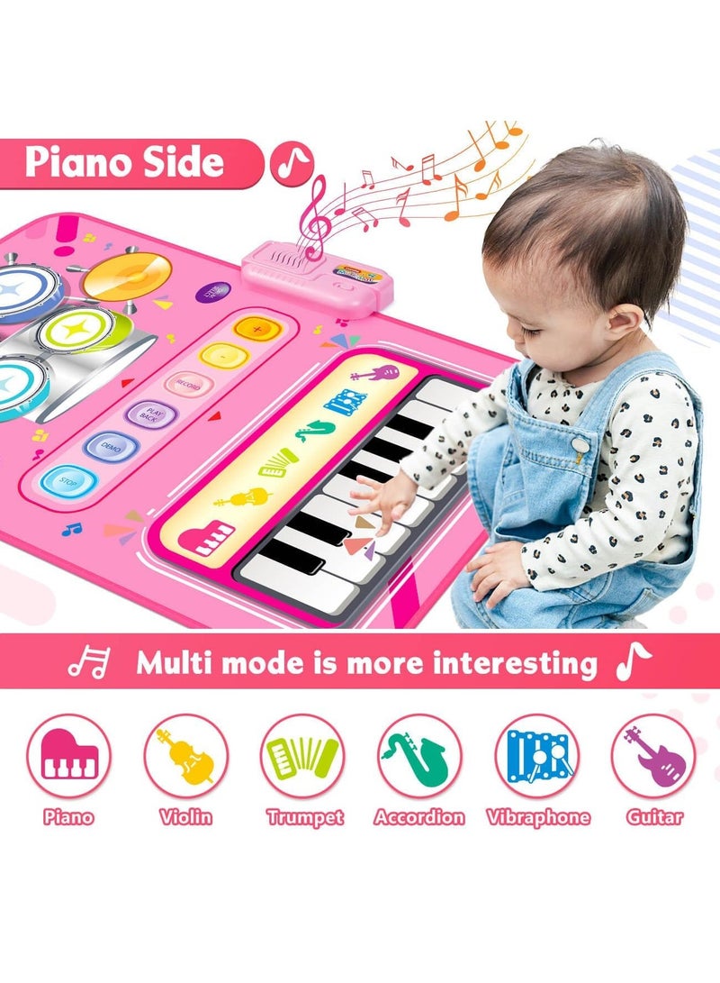 RATSAW 2 in 1 Musical Mat for 1 2 Year Old Girl Gifts Piano Keyboard and Drum Mat with 2 Sticks for Toddlers Age 1 to 2 Baby Learning Toys for 1 Year Old Birthday Gifts for 1 2 3 Year Old Girls Present - Image 5