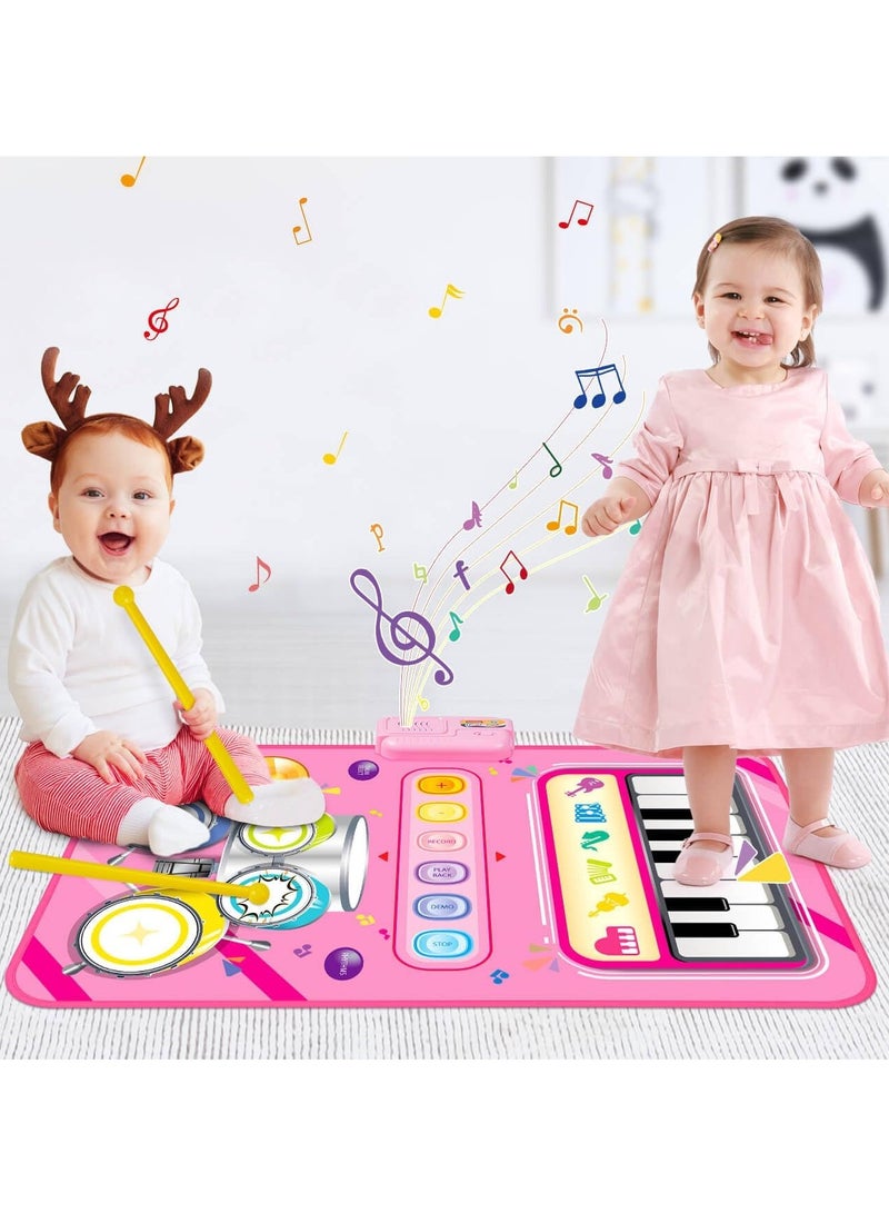RATSAW 2 in 1 Musical Mat for 1 2 Year Old Girl Gifts Piano Keyboard and Drum Mat with 2 Sticks for Toddlers Age 1 to 2 Baby Learning Toys for 1 Year Old Birthday Gifts for 1 2 3 Year Old Girls Present - Image 3