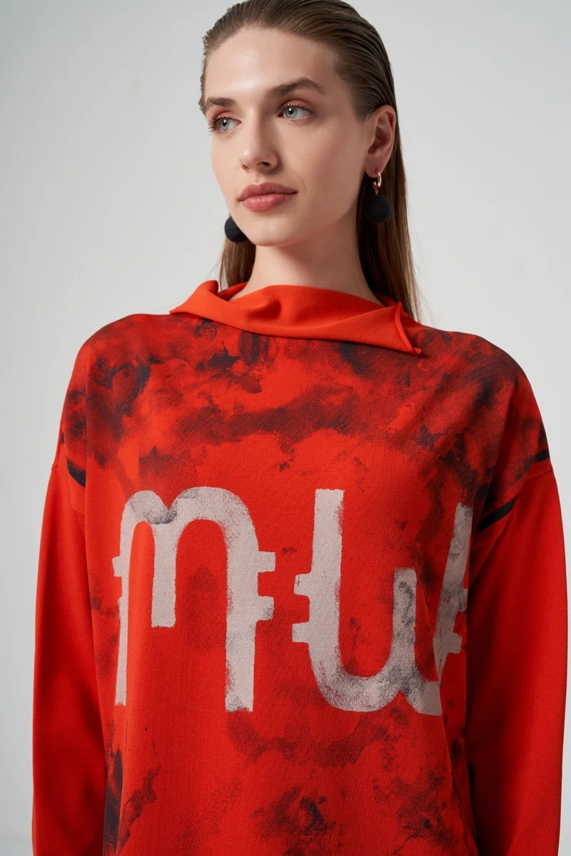 MissWhence Stain Style print Patterned  Knitwear Tunic - Orange