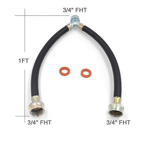 TT FLEX Rubber Washing Machine Y Mixer Hose Connector, 3/4" Fittings, 1 ft (12") Length - Image 3