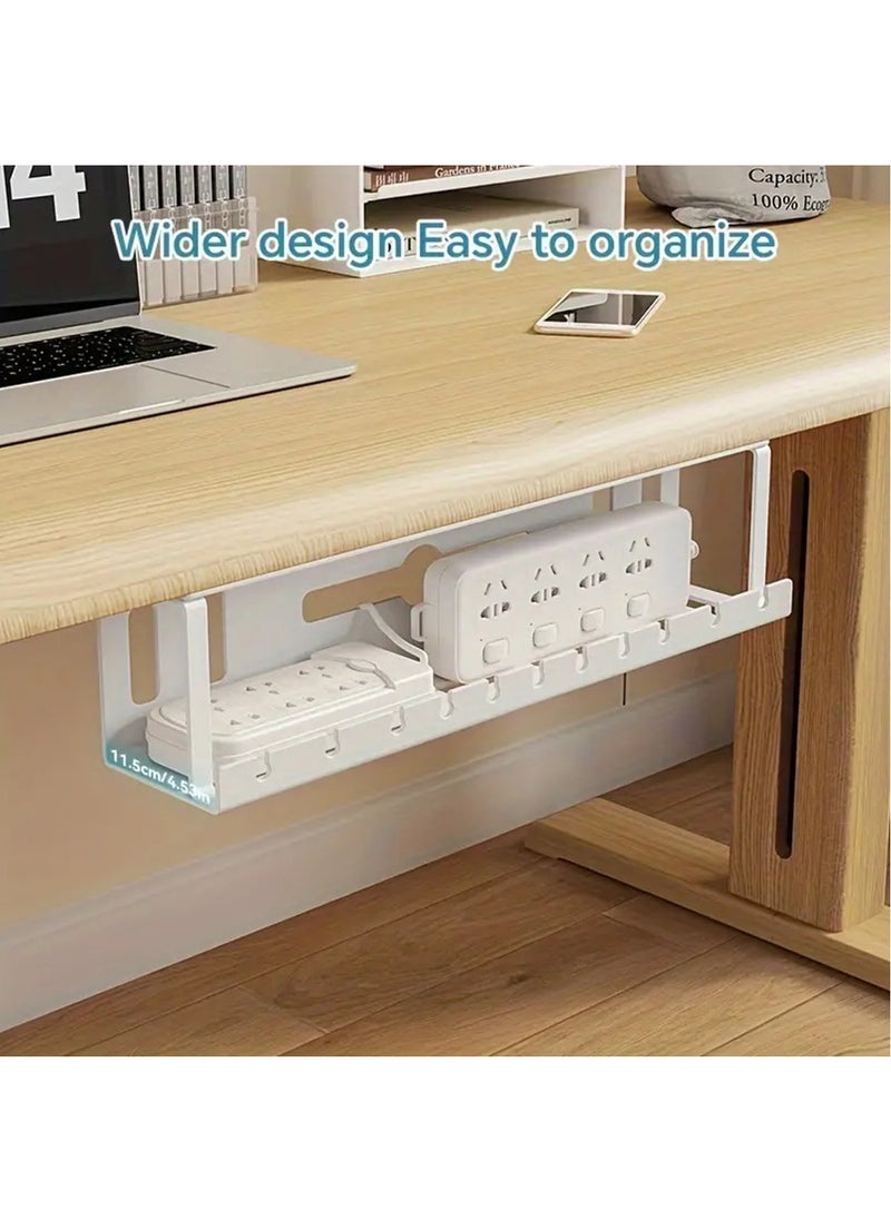 Hihonor Deluxe Metal Under Desk Cable Management Tray - Organize Cables, Wires, and Sockets with Ease - No-Drill Installation, for Home Office, Standing Desk, and Workspace Clutter Control (Black)  - Image 5