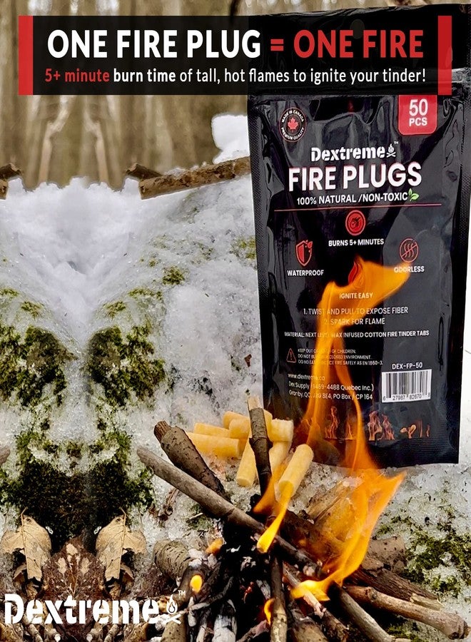 Dextreme Fire Plugs (50) Waterproof Fire Starter for Campfires, Emergencies, Survival, Fire Pits, Grills | 5+ Minute Burn | All Natural | Made in North America - Image 3