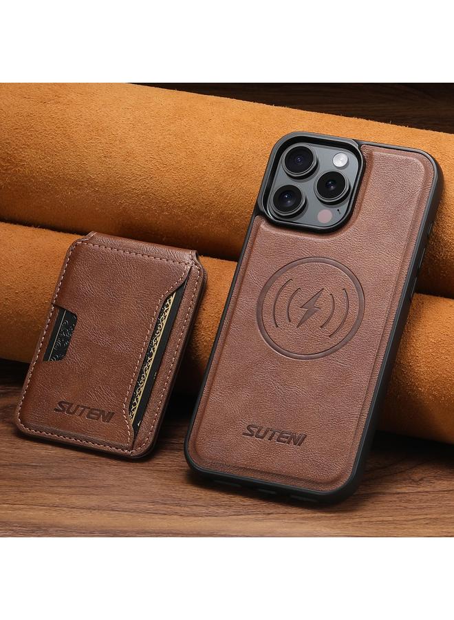 Suteni Case For iPhone 14 Pro Max M3 Card Bag MagSafe Cowhide Texture Leather Phone Case - Image 3