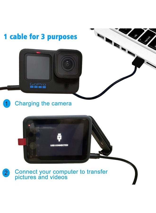 Suptig 3.28FT USB-C Charging Cable for GoPro Hero 11, 10, 9, 8, 7 Black, Silver, White, 6, 5, Session, 2018, DJI Osmo, Akaso, Insta360 Action Cameras (2 Pack, Black) - Image 3