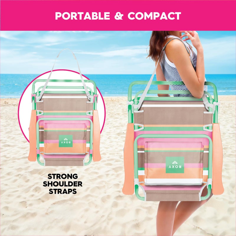 Roxy Beach Chair â€“ Lounge Chair Outdoor, Lightweight Folding Chair with Adjustable Recline and Cup Holder â€“ Beach Days, Pool Lounge Chairs, Folding Camping Chairs, Sun Tanning Chair or Festival - Image 3