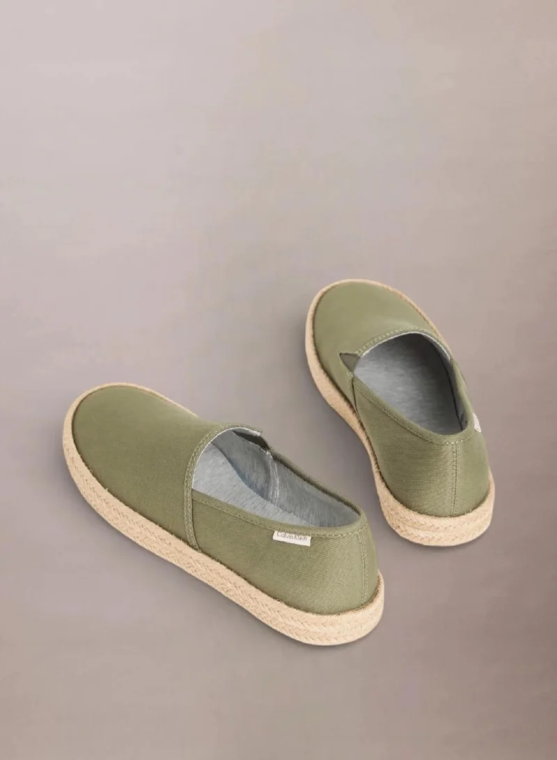 Calvin Klein Deep Lichen Green Javi - Cotton Canvas Espadrilles for Men | Best Price UAE