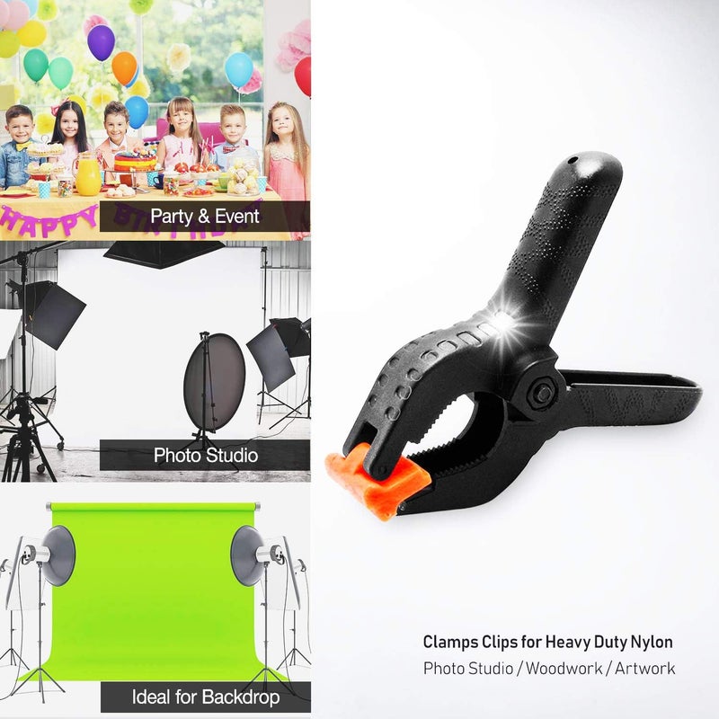 ONDY 4-Pack 6 Inch Spring Clamps, Heavy Duty Plastic Clamps Nylon Clips for Background, Photo Studio and Any More - Image 4