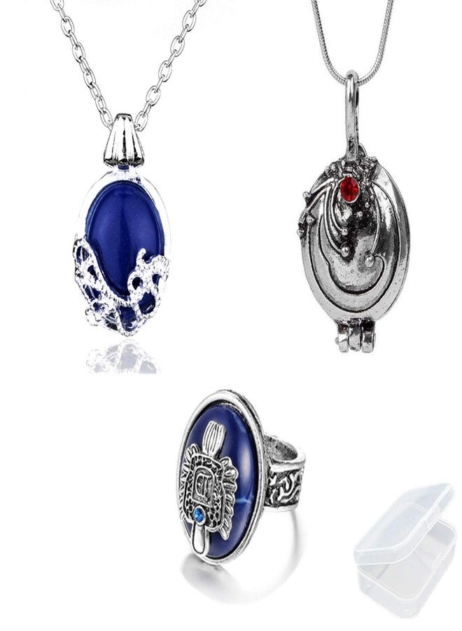 PPX Daywalking Katherine Necklace Pendant Charm Necklace-Royal Blue and Vampire Daylight Walking Signet Damon's Ring for Fans, with Transparent Box - Image 1