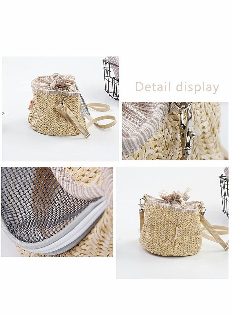 Y&D Hamster Carrier Bag Breathable Travel Hedgehog Carrying Shoulder Portable Pet Carry-Out Outdoor Carry Straw-Woven for Sugar Glider Squirrel Small Animals  - Image 4