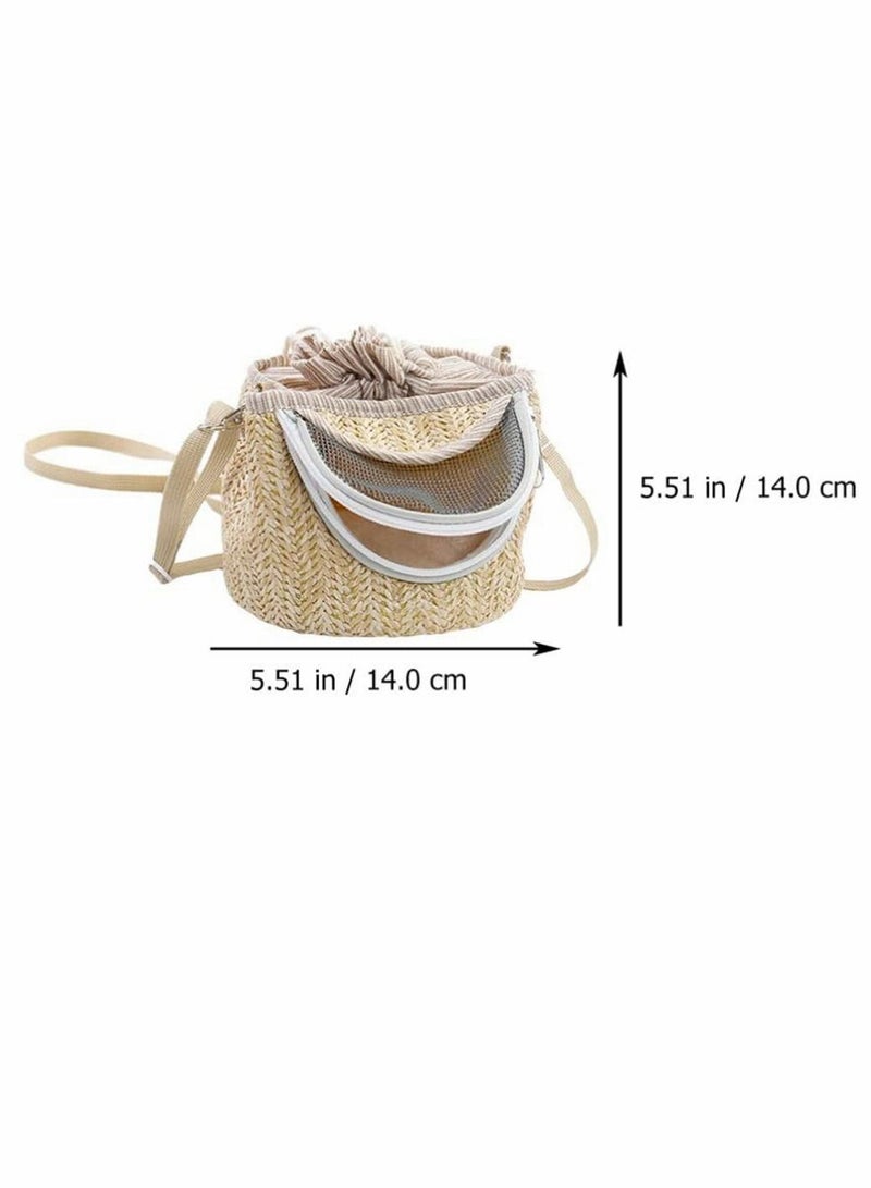 Y&D Hamster Carrier Bag Breathable Travel Hedgehog Carrying Shoulder Portable Pet Carry-Out Outdoor Carry Straw-Woven for Sugar Glider Squirrel Small Animals  - Image 3