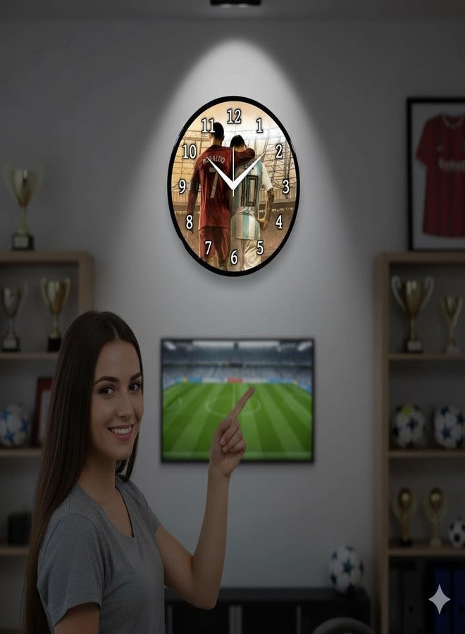 Babawill Football Theme Wall Clock - Iconic Soccer Legends Design Round Analog Clock for Bedroom, Living Room & Sports Lovers Décor (26 x 26 x 6 cm) - Image 4