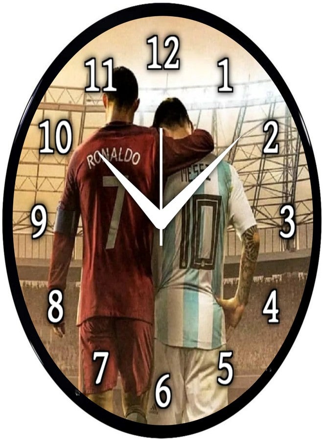 Babawill Football Theme Wall Clock - Iconic Soccer Legends Design Round Analog Clock for Bedroom, Living Room & Sports Lovers Décor (26 x 26 x 6 cm) - Image 1