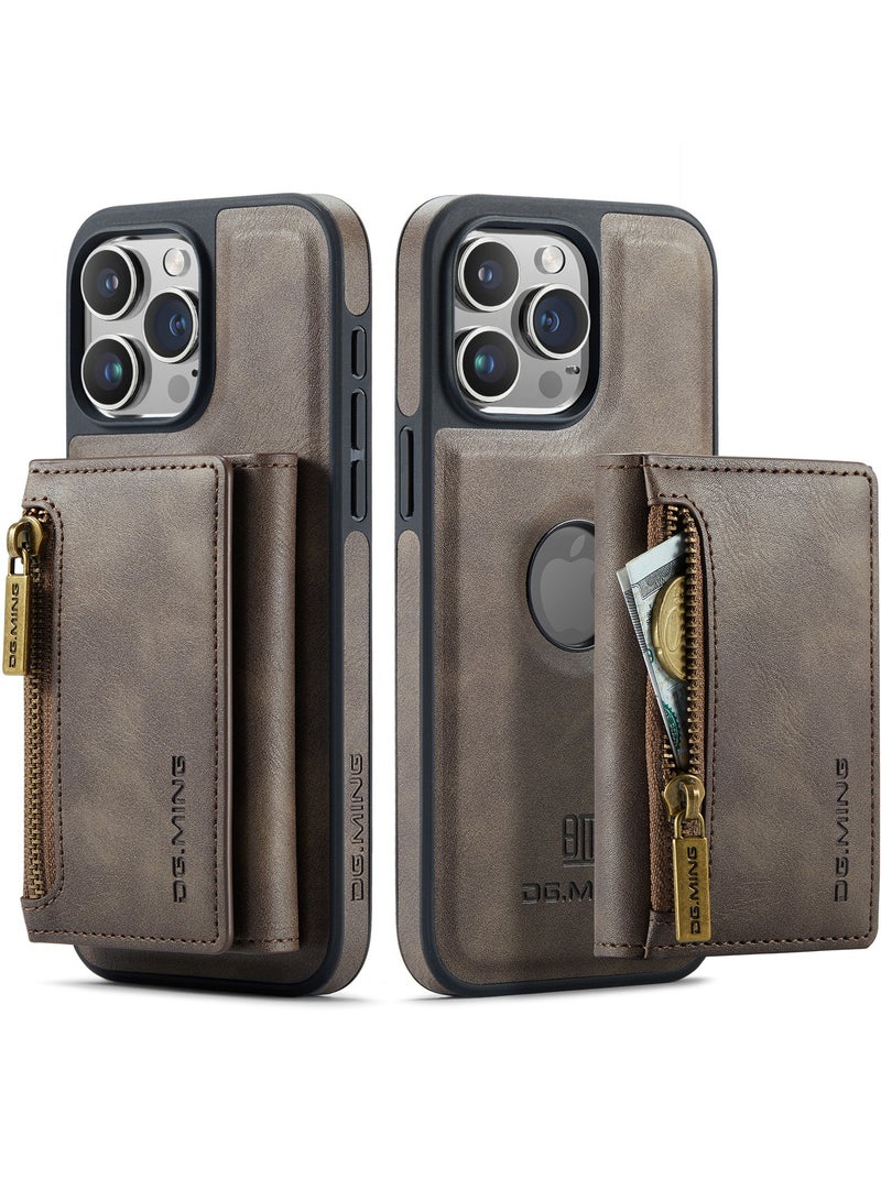 Dg Ming 2 in 1 Clutch Wallet for Iphone 13 Pro Max, Vintage Slim Leather Case Magnetic Detachable Tri-Fold Wallet, Leather Case with Card Holder Pocket Slim Case  - Image 1