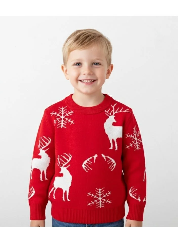 babyqlo Classic Red Reindeer Snowflake christmas Sweater