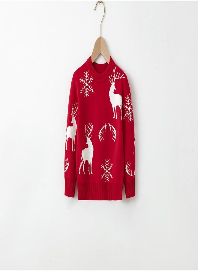 babyqlo Classic Red Reindeer Snowflake christmas Sweater  - Image 1