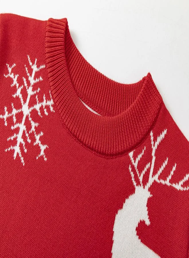 babyqlo Classic Red Reindeer Snowflake christmas Sweater