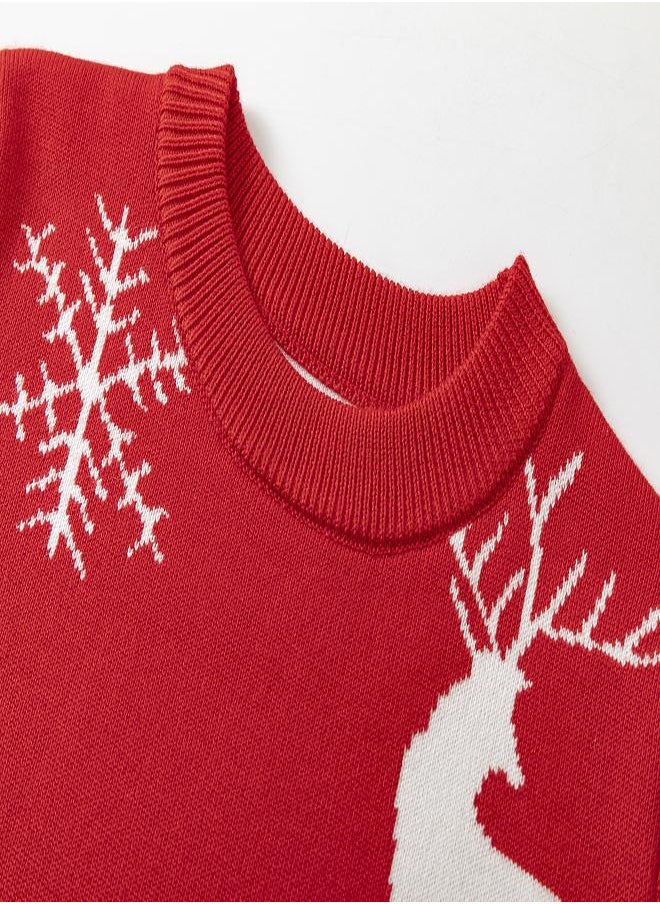 babyqlo Classic Red Reindeer Snowflake christmas Sweater  - Image 5