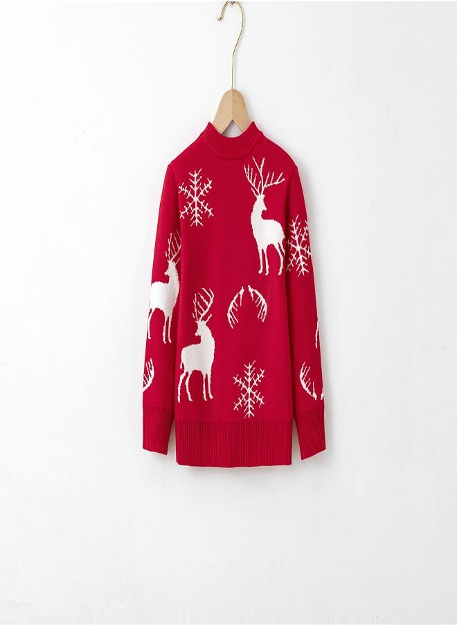 babyqlo Classic Red Reindeer Snowflake christmas Sweater  - Image 2
