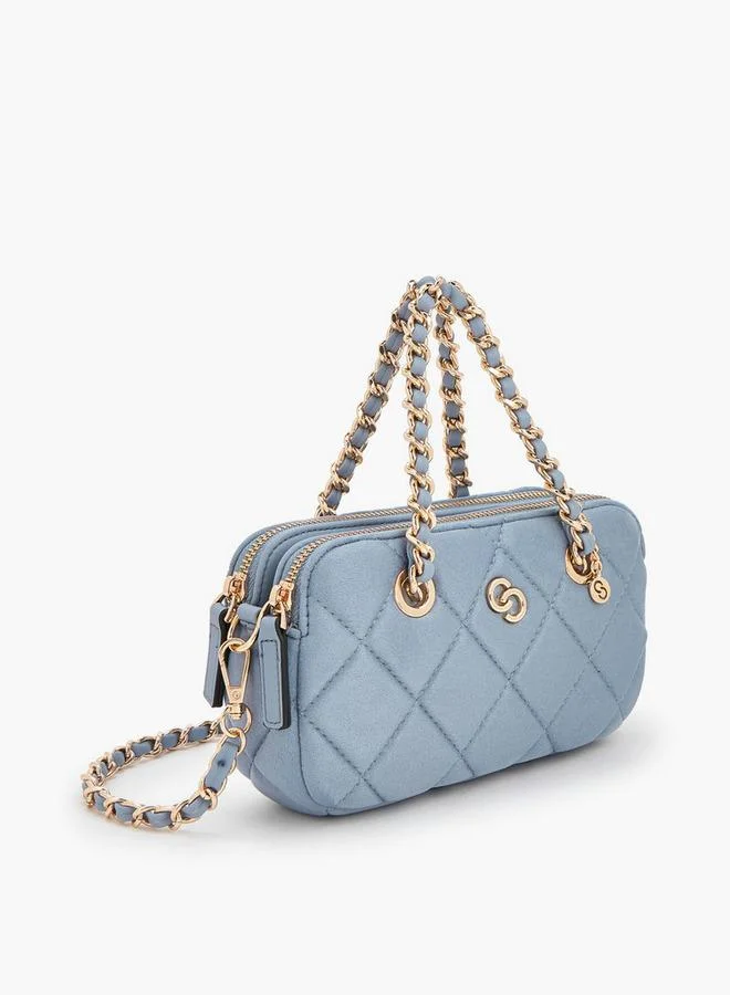 Celeste BLUE Quilted Suede Crossbody Bag With Chain Strap for Women | Best Price UAE