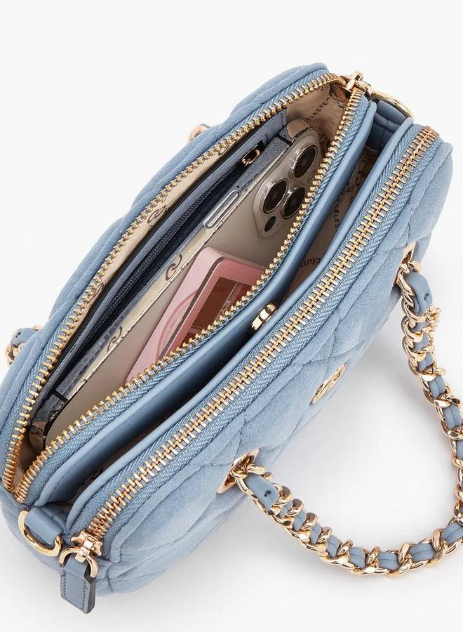 Celeste BLUE Quilted Suede Crossbody Bag With Chain Strap for Women | Best Price UAE