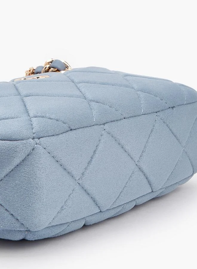 Celeste BLUE Quilted Suede Crossbody Bag With Chain Strap for Women | Best Price UAE