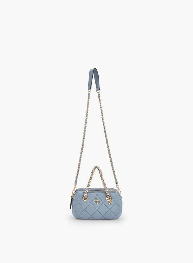 Celeste BLUE Quilted Suede Crossbody Bag With Chain Strap for Women | Best Price UAE