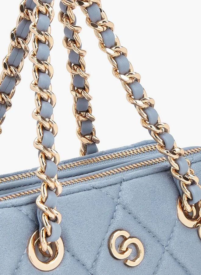 Celeste BLUE Quilted Suede Crossbody Bag With Chain Strap for Women | Best Price UAE