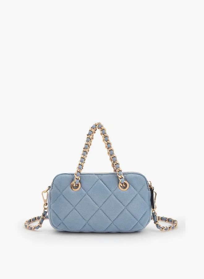 Celeste BLUE Quilted Suede Crossbody Bag With Chain Strap for Women | Best Price UAE