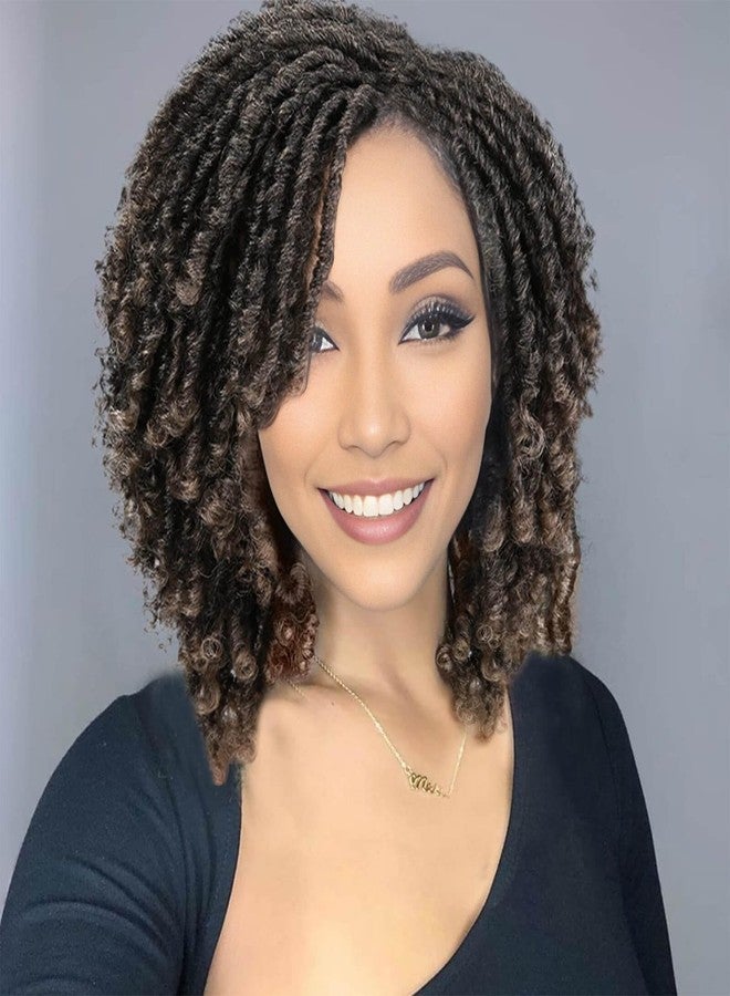 MIMAN 6 Inch Dreadlock Wig for Black Women Short Afro Curly Twist Wig Synthetic Braided Wigs Full Curly Faux Locs Crochet Hair Braiding Wigs for Women (1B/27,Black to Blonde) - Image 1