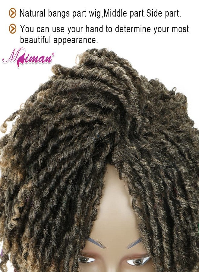 MIMAN 6 Inch Dreadlock Wig for Black Women Short Afro Curly Twist Wig Synthetic Braided Wigs Full Curly Faux Locs Crochet Hair Braiding Wigs for Women (1B/27,Black to Blonde) - Image 5