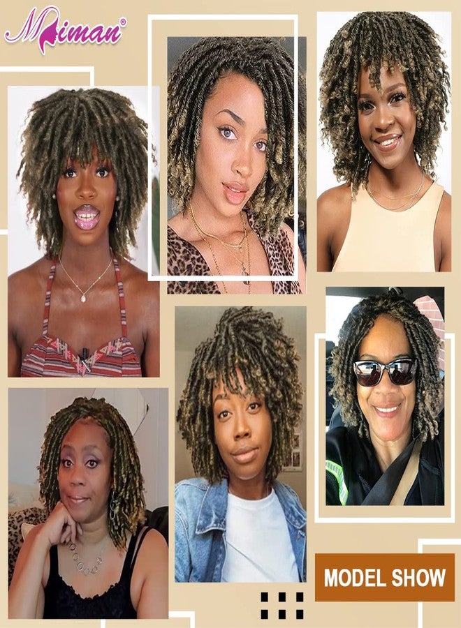 MIMAN 6 Inch Dreadlock Wig for Black Women Short Afro Curly Twist Wig Synthetic Braided Wigs Full Curly Faux Locs Crochet Hair Braiding Wigs for Women (1B/27,Black to Blonde) - Image 3