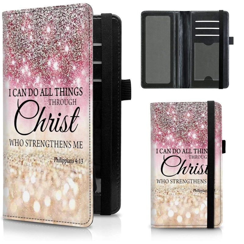 FUYOCWE Leather Checkbook Covers for Men Women Check book Holder Cover Wallets for Personal Checkbook Duplicate Checks with RFID Blocking Elastic StrapI can do all things through christ - Image 2