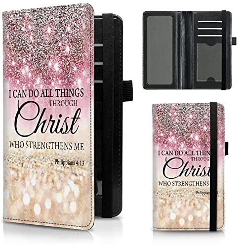 FUYOCWE Leather Checkbook Covers for Men Women Check book Holder Cover Wallets for Personal Checkbook Duplicate Checks with RFID Blocking Elastic StrapI can do all things through christ - Image 1