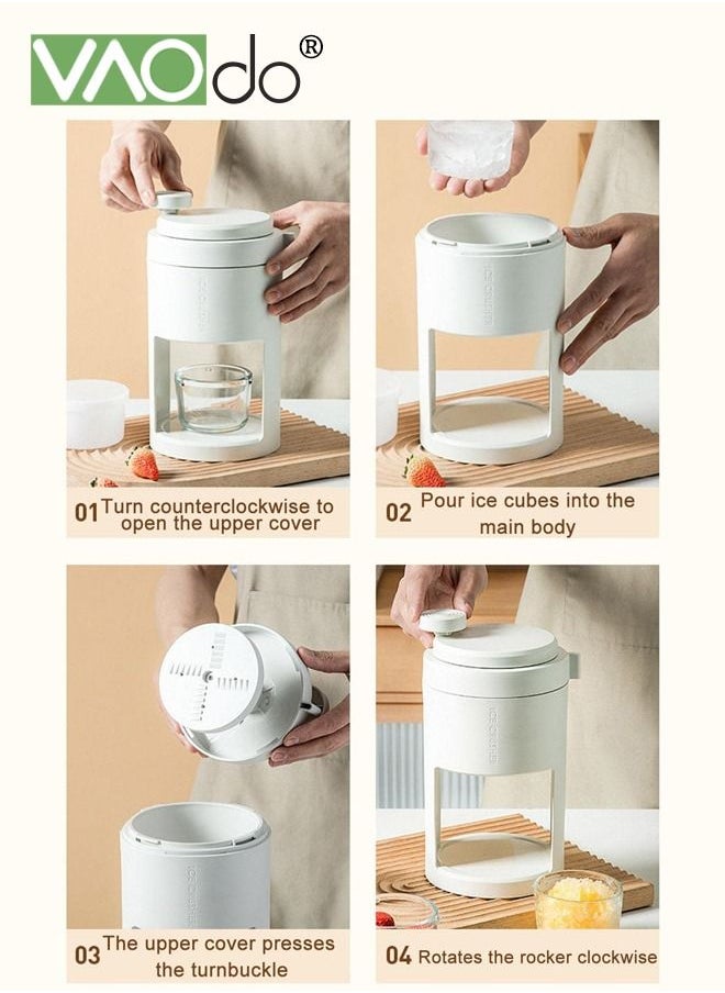 VAOdo - 3PCS Ice Shaver and Snow Cone Machine Premium Portable Ice Crusher and Shaved Ice Machine with Free Ice Cube Trays BPA Free with Glass Container - Image 1