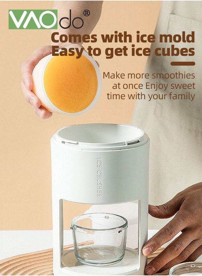 VAOdo - 3PCS Ice Shaver and Snow Cone Machine Premium Portable Ice Crusher and Shaved Ice Machine with Free Ice Cube Trays BPA Free with Glass Container - Image 1