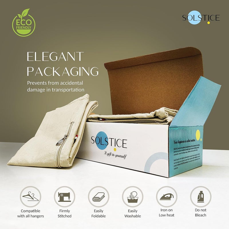 Solstice أكياس/أغطية ساري قطنية معلقة (مجموعة من 6) بحجم 30 × 18 (بوصة) لتخزين الملابس، منظم خزانة الملابس (الخطافات غير مشمولة) (جيب واحد - عبوة من 6)، بني - Image 5