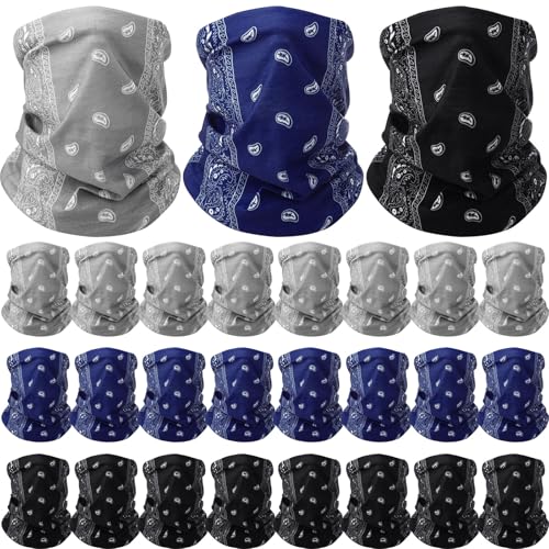 Cozypower 36 Pcs Paisley Bandanas Buffs Seamless Neck Gaiter Face Mask Headwear Balaclava for Men Women Wind UV(Dark Color) - Image 1