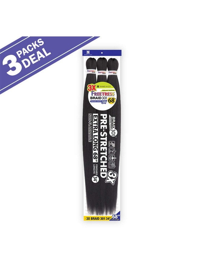 FreeTress Braids Natural Texture Braids 3X Prestretched Braid 301 34 Inches (3Pack 1B) - Image 2