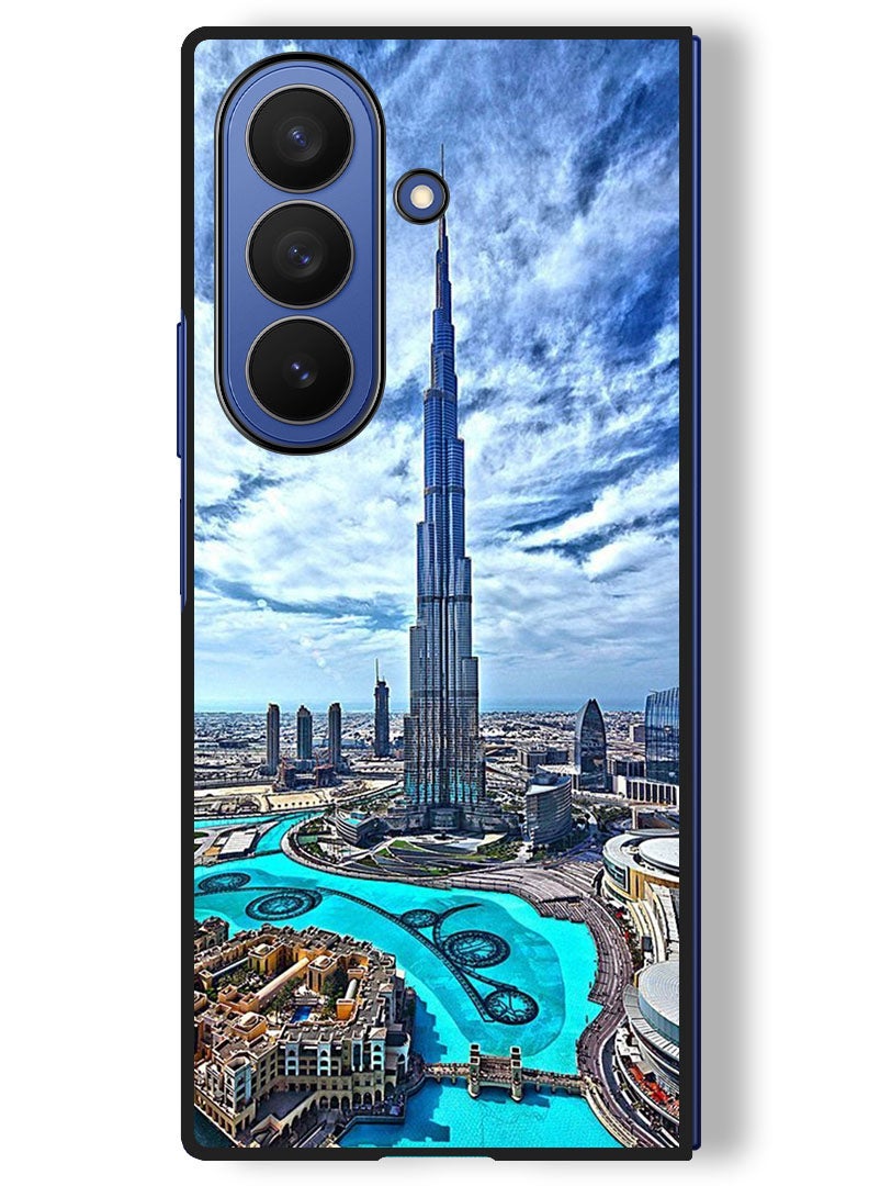 Theodor Case Compatible with Samsung Galaxy Z Fold 7 - 8 Inch Protection Shockproof Bumper Cover Burj Khalifa in Day - Image 1