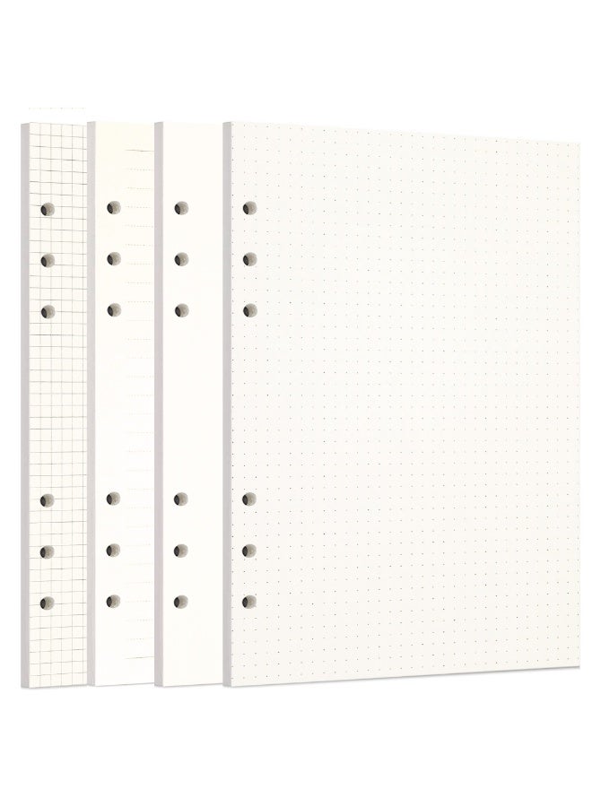 Zelten 1 Pack A5 80 Sheets/160 Pages 4 in 1 Lined Squared Dotted Blank Loose Leaf Punched Paper Refills Paper for 6 Hole Binder Personal Organizer Diary Notebook Refillable Planner - Image 1
