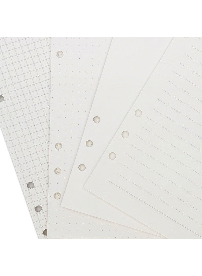 Zelten 1 Pack A5 80 Sheets/160 Pages 4 in 1 Lined Squared Dotted Blank Loose Leaf Punched Paper Refills Paper for 6 Hole Binder Personal Organizer Diary Notebook Refillable Planner - Image 2