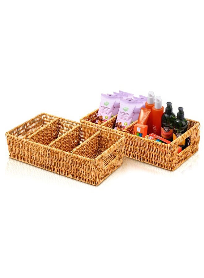 Cantalop 2 Pack Food Storage Organizer Bins, Rattan Bins for Pantry - Image 1