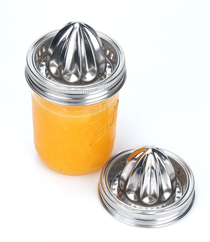 ziHenryDa Mason Jar Stainless Steel Juicer Lid (2 Pieces), Citrus Reamer for Wide Mouth Mason Jar Lemon Juicer Manual Citrus Juicer. - Image 5