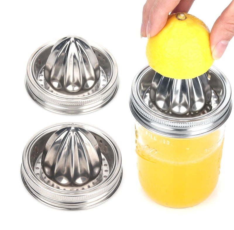 ziHenryDa Mason Jar Stainless Steel Juicer Lid (2 Pieces), Citrus Reamer for Wide Mouth Mason Jar Lemon Juicer Manual Citrus Juicer. - Image 1